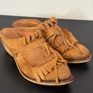 SixtySeven Suede Fringe Mules Womens 40 US 9 9.5 Western Kiltie Pointed Toe thumbnail 5