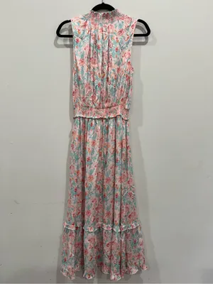 Roller Rabbit Amandine Frida Midi Dress Pink Tassels Smocked Waist Size XS NWOT thumbnail 7