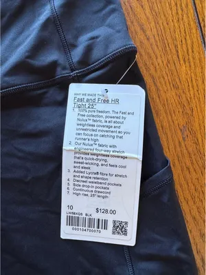 Lululemon Fast & Free With Pockets High Rise 25” Black Size 10 NWT thumbnail 5