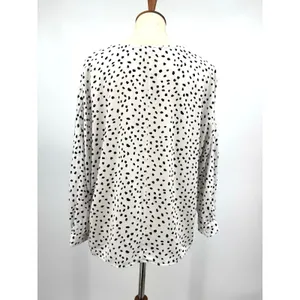 BeachLunchLounge Polka Dot Blouse V Neck Boho Tie Front Flowy Casual Chic Top L thumbnail 2
