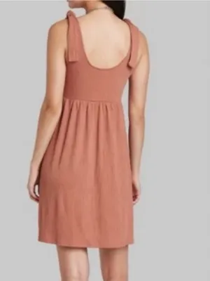 Wild Fable Terracotta Tie Shoulder Babydoll Mini Dress thumbnail 2