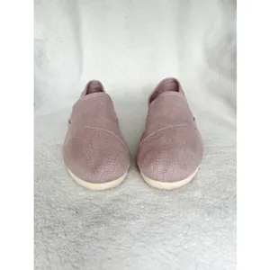 TOMS Woman’s Pink Canvas Slip On Flats Shoes Size 9.5 thumbnail 3