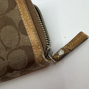 Coach Zip Around Brown Signature C Canvas Leather Wallet thumbnail 3