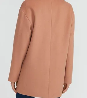 Express Wool-Blend Cocoon Coat Winter Peacoat Trench Tan NWT thumbnail 2