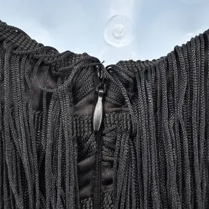 Tuckernuck‎ NWT Black Bristol Fringe Mini Dress Flapper Cocktail Party Large thumbnail 6