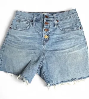 Madewell Denim Shorts Size 26 Blue Button Front Pockets High-waisted thumbnail 1