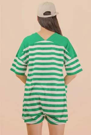 Very J Stripe Casual Knit Romper thumbnail 3
