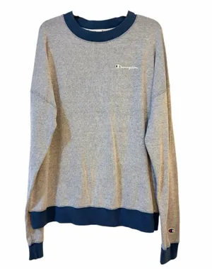 Champion Women's Teal & White Striped Long Sleeve Sweatshirt - Size XL - b13 thumbnail 1