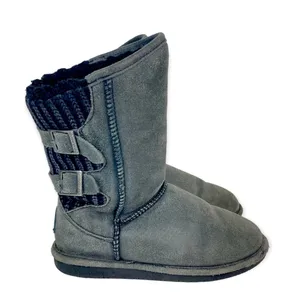 BEARPAW Boshie Suede and Washed Knit Boots thumbnail 1