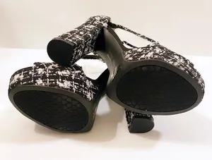 CHINESE LAUNDRY | Black Tweed Plaid Platform Block Heel size 8.5M thumbnail 5