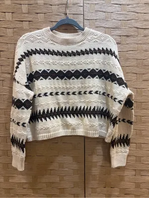 Polo Ralph Lauren Cotton / Linen Cream Fair Isle Knit Sweater Brown Pattern S thumbnail 2