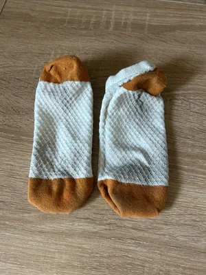Women's No-Show Socks with Tan Toe - White and Tan thumbnail 2