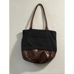 R. Riveter Black Canvas/Brown Leather Crossbody Shoulder Large Tote Bag USA Made thumbnail 3