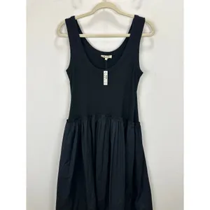 Madewell Mixed Poplin Scoopneck Maxi Dress Cotton A Line Minimalist Black M NWT thumbnail 8