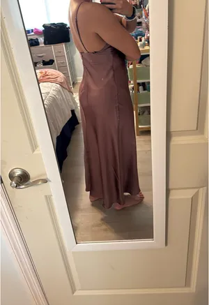 ZARA Brown Satin Dress thumbnail 2