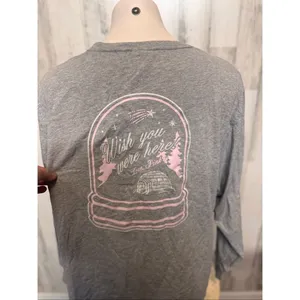 PINK Victoria’s Secret Long Sleeve Tee XXL Gray Graphic Logo Shirt thumbnail 5