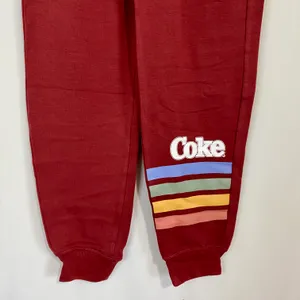 Women’s Casual Drawstring Joggers Coke Rainbow Print Logo Maroon NWT thumbnail 3