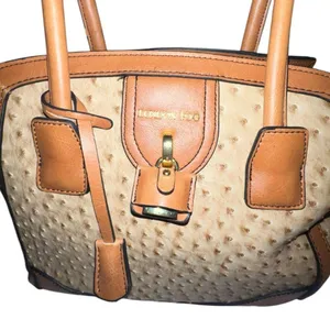 London Fog Tan and Brown ostrich top Women's Bag thumbnail 4