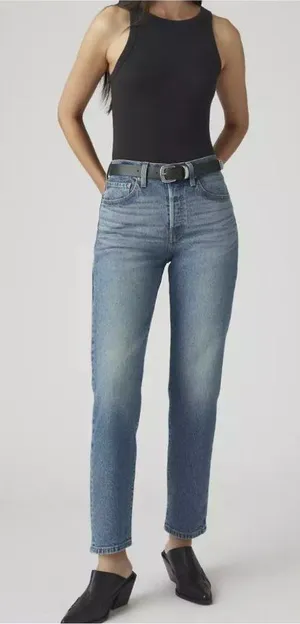 New 26x26 Levi's 501 Original Cropped Jeans Eather Now Medium Wash thumbnail 1