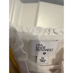 Lisa Marie Fernandez Target Dress Ric Rac White Pink‎ Yellow Tiered XS Coastal thumbnail 5