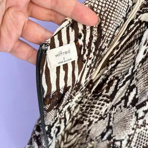 Aritzia Wilfred Veda Mini Dress Animal Print Brown Cream Ruched Cocktail‎ Size 2 thumbnail 3