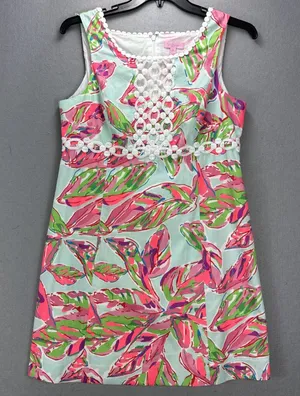 Lilly Pulitzer Dress Size 14 Rosie In The Vias Lace Detail Square Neck Shift thumbnail 1