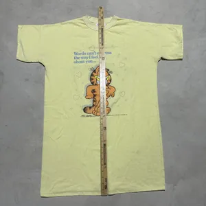 Vintage 70s Garfield Tshirt One Size Yellow Single Stitch Nightgown Double Sided thumbnail 3