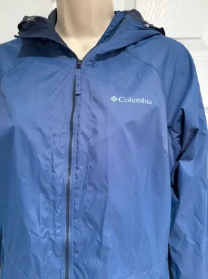 Columbia Womens Small Blue Hooded Rain Jacket Windbreaker Lightweight Coat thumbnail 1