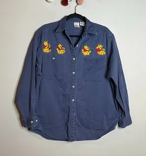 Vintage Disney Winnie the Pooh blue button down shirt thumbnail 1