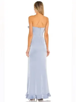 NBD Revolve Luna Gown in Baby‎ Blue Maxi Dress Ruffle Formal Cocktail Womens M thumbnail 3