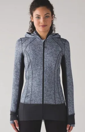 Lululemon Athletica Womens Daily Practice Zip Up Hooded Jacket Gray Black Size 8 thumbnail 1