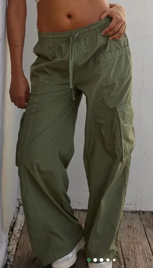 Aerie Womens High Waisted Baggy Cargo Pant Green Xs thumbnail 1