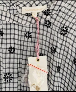 LoveShackFancy Lorelei Charcoal Floral Gingham Plaid Mini Dress Size Large thumbnail 9