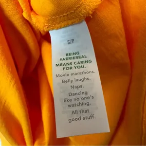 Aerie Oversized Short Sleeve Casual Style Bright Orange V-Neck T-Shirt Sz S thumbnail 7
