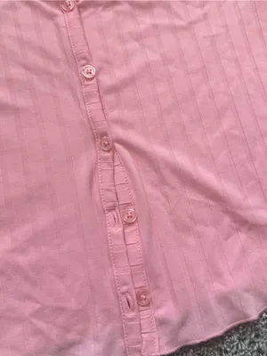 Nordstrom Pink Ribbed Button-Front Scoop Neck Top thumbnail 3