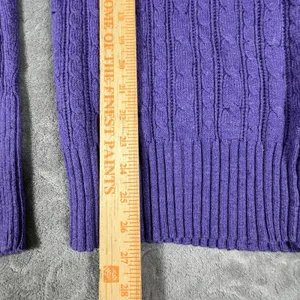 Y2K American Eagle V Neck Fitted Cable Knit Sweater Women Medium Purple Preppy thumbnail 10