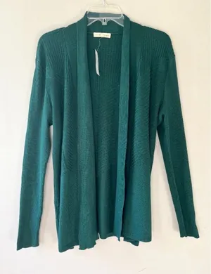 Dress Barn Retrology Sz M Green Stretch Open Cardigan Sweater Long Sleeves‎ thumbnail 1