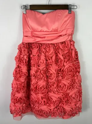 XOXO‎ Strapless Dress 6 Pink Rosette Floral Sweetheart Prom Cocktail Party Y2K thumbnail 1