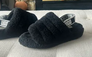 UGG Black Slip On Strapped Back Slippers Size 7 thumbnail 1