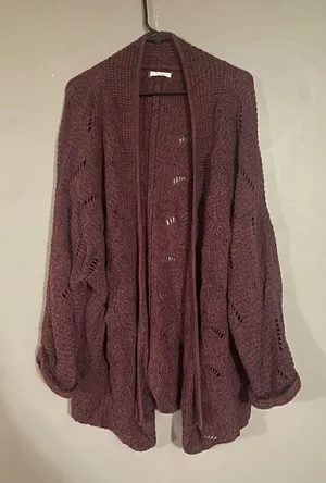 Maurice’s Maroon Chinky Knit Open Front Cardigan Size 2XL thumbnail 1