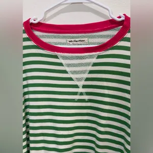 We The Free NWOT Free People Classic Striped Oversized Crewneck Green Top Size L thumbnail 5