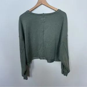 Aerie Beach Party Olive Green Cropped Crewneck Sweatshirt Size XL thumbnail 5