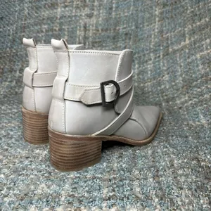 Free People Women's Back Loop Ankle Buckle Pointed Toe Booties in Bone thumbnail 4
