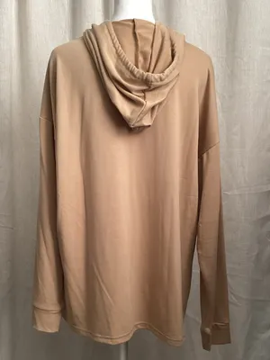 Cato Tan Hooded Crewneck Sweater with Floral Script thumbnail 3