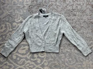 Express Wool Cropped Cardigan Gray Medium thumbnail 1