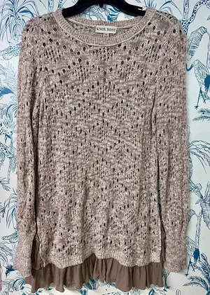 Knox Rose Pink and Cream Knit Sweater thumbnail 1