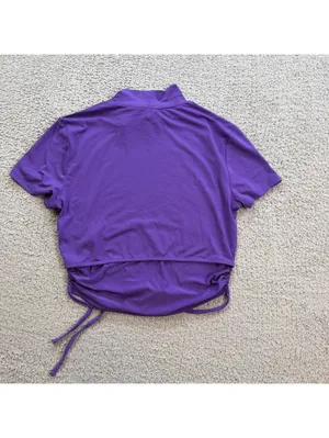 NWT Forever 21 Knit Crop Top Shirt Blouse Womens L Turtle Neck Drawstring Tie thumbnail 2