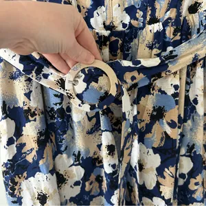 Lulu’s Sunny Attraction Navy Floral Linen Bustier Belted Mini Dress NWOT Large thumbnail 7
