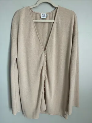 PRINCESS POLLY Beige Pearl-Button V-Neck Cardigan Sz 12 thumbnail 2