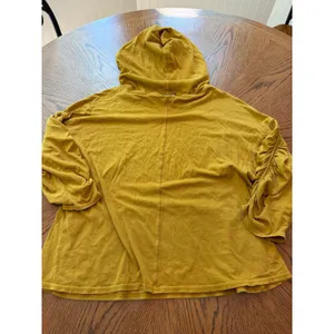FP Movement‎ Mustard Yellow Organic Pima Cotton Ruched Sleeve Hoodie XS thumbnail 7
